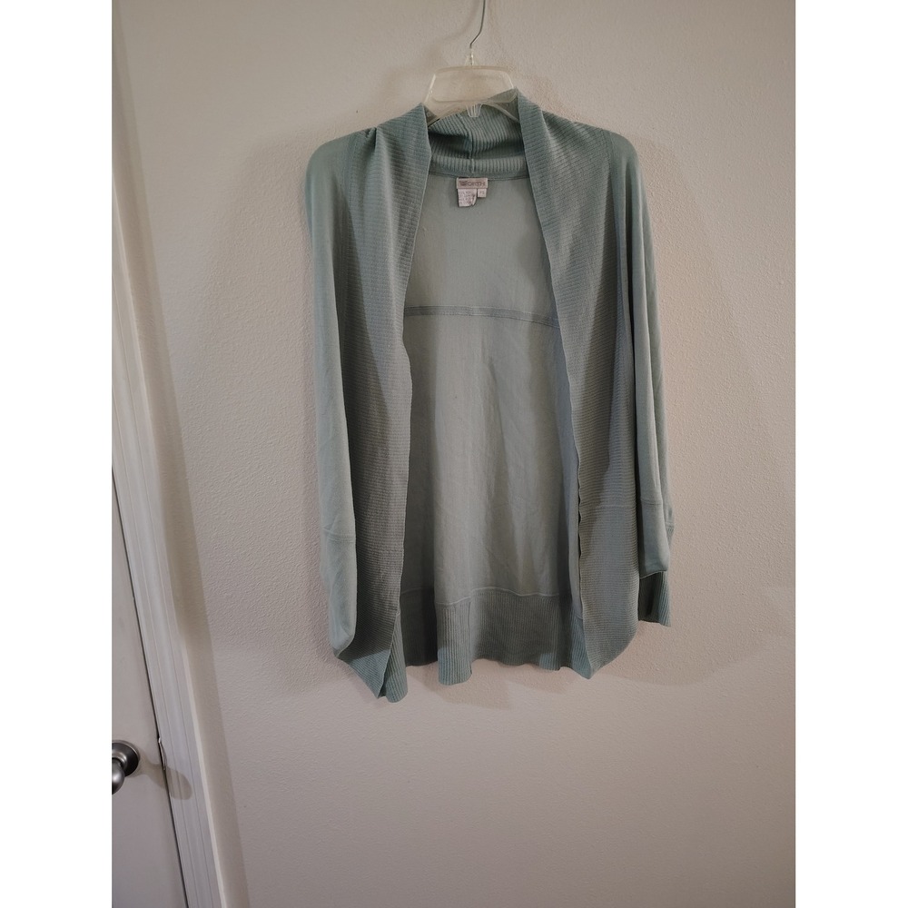 Worth New York Sage Green 100% Wool Open Front Cardigan Sweater Petite Small PS